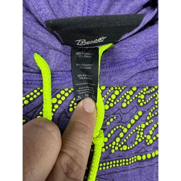 Harley Davidson Purple Heathered Long Sleeve Hoodie Neon Yellow Women Size xL - Picture 8 of 10